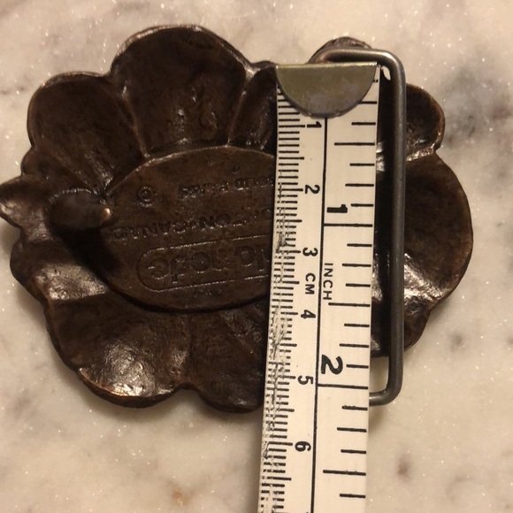 1970s Solid Brass Cloud Burst Abstract Flower Belt Buckle Approx 3” x 1.4” Vtg - Picture 5 of 5